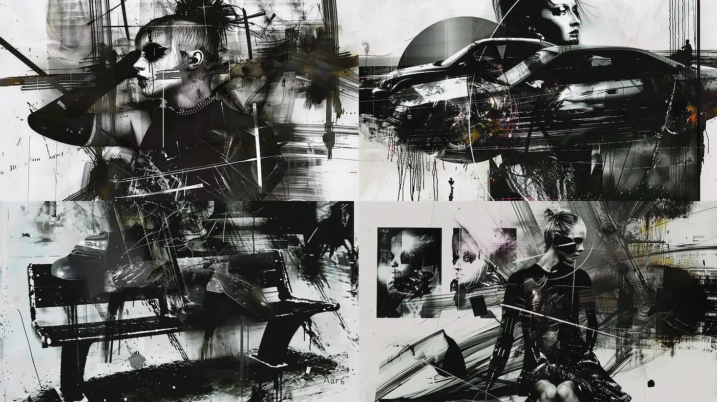 Dynamic and Grunge-Inspired Art with a Futuristic Edge - Midjourney sref style