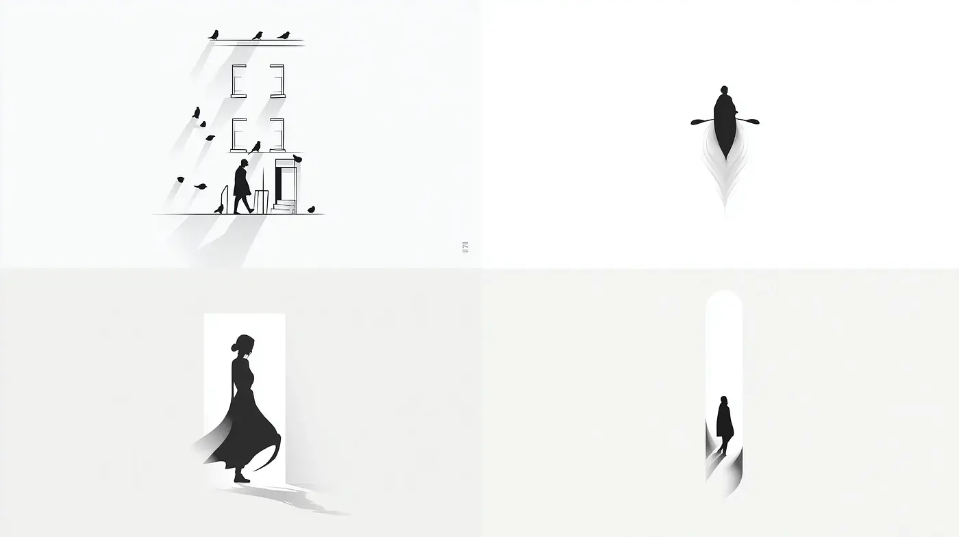 Minimalist Artistic Representation with Shadows and Subtle Motions - Midjourney sref style
