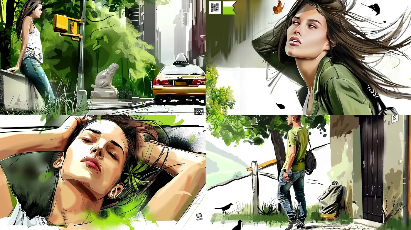 Dynamic Brushwork in Urban Surrealism - Midjourney sref style