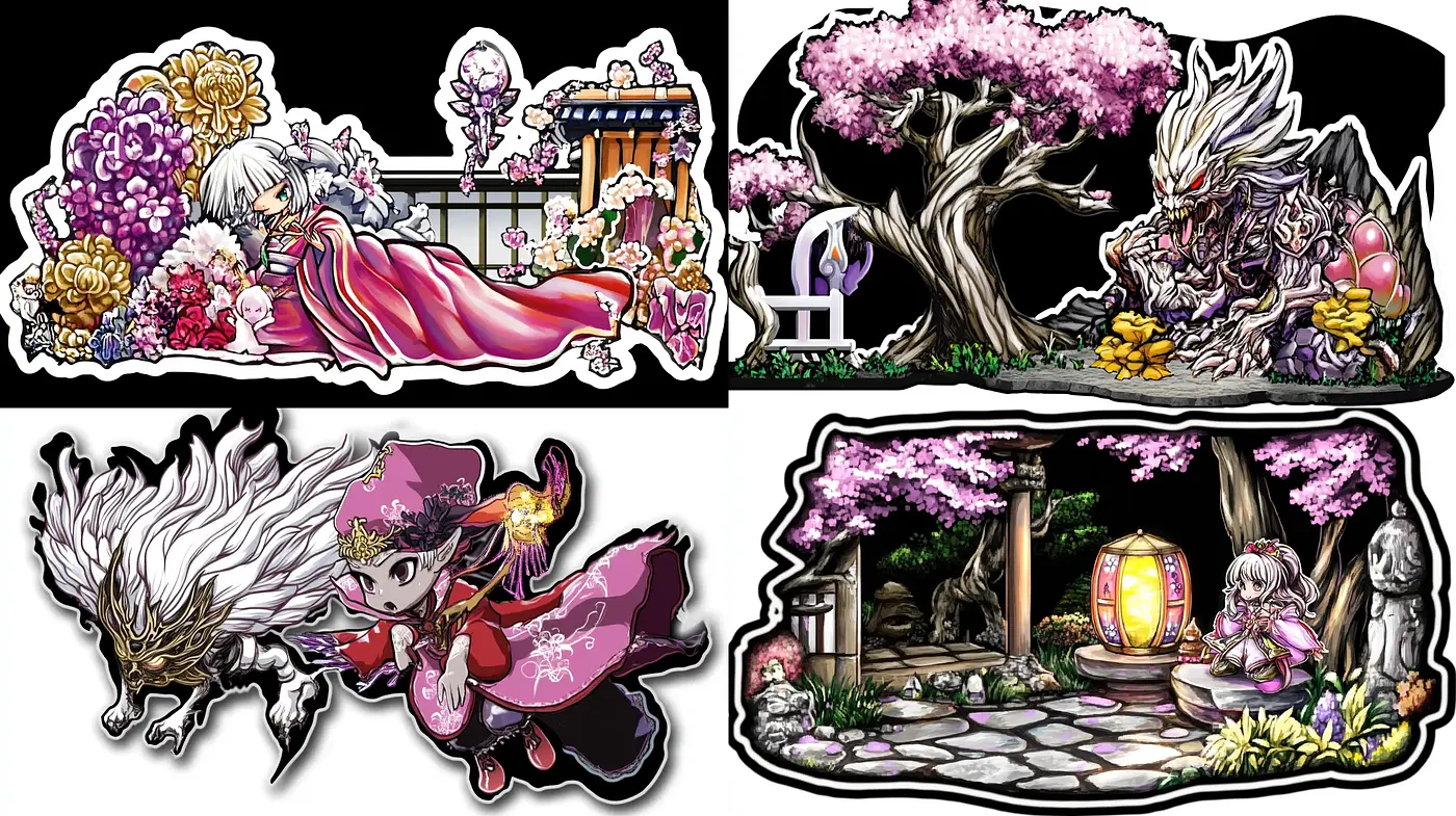 Sakura Dreamscape: A Vivid Journey Through a Mystical, Floral Fantasy - Midjourney sref style