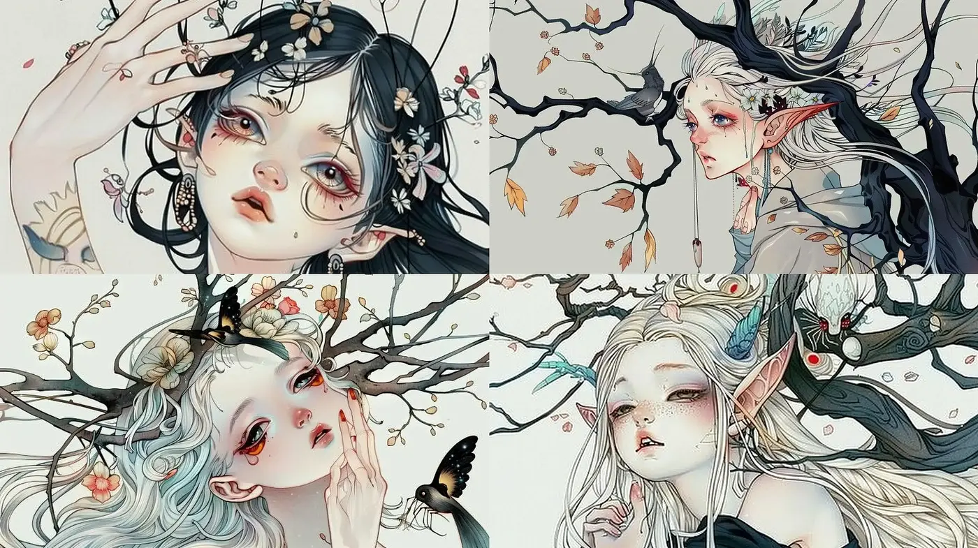 Ethereal Fauna Infused Portraiture with a Delicate Pastel Touch - Midjourney sref style