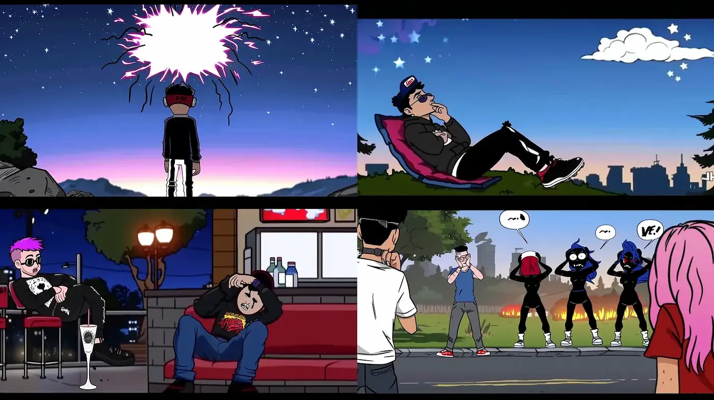 Vibrant and Dynamic Animated Aesthetic with a Hint of Urban Culture - Midjourney sref style