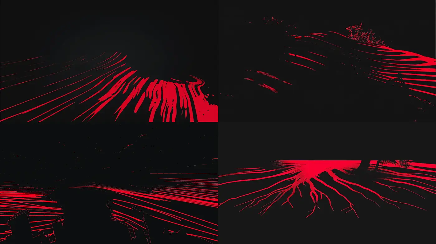 Crimson Silhouettes in Abstract Expressionism - Midjourney sref style