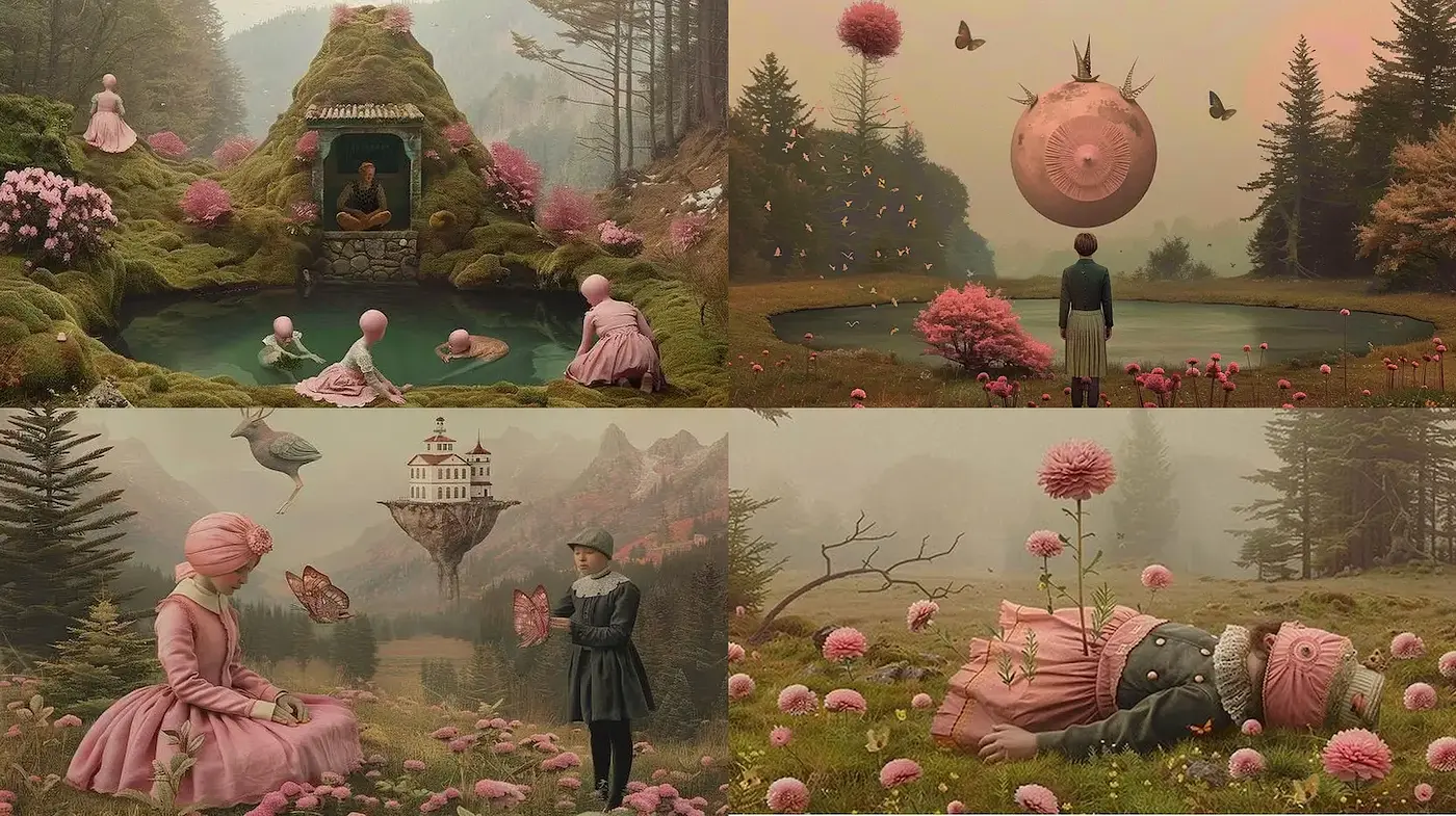 Surreal and Dreamlike Landscapes with a Touch of Whimsy - Midjourney sref style