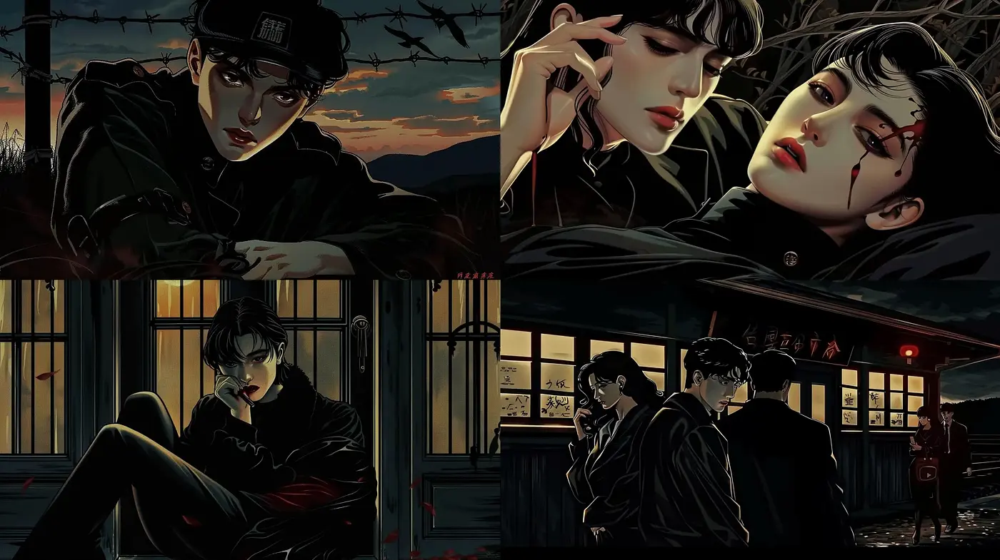 Nocturnal Elegance in Contemporary Anime-Inspired Digital Art - Midjourney sref style