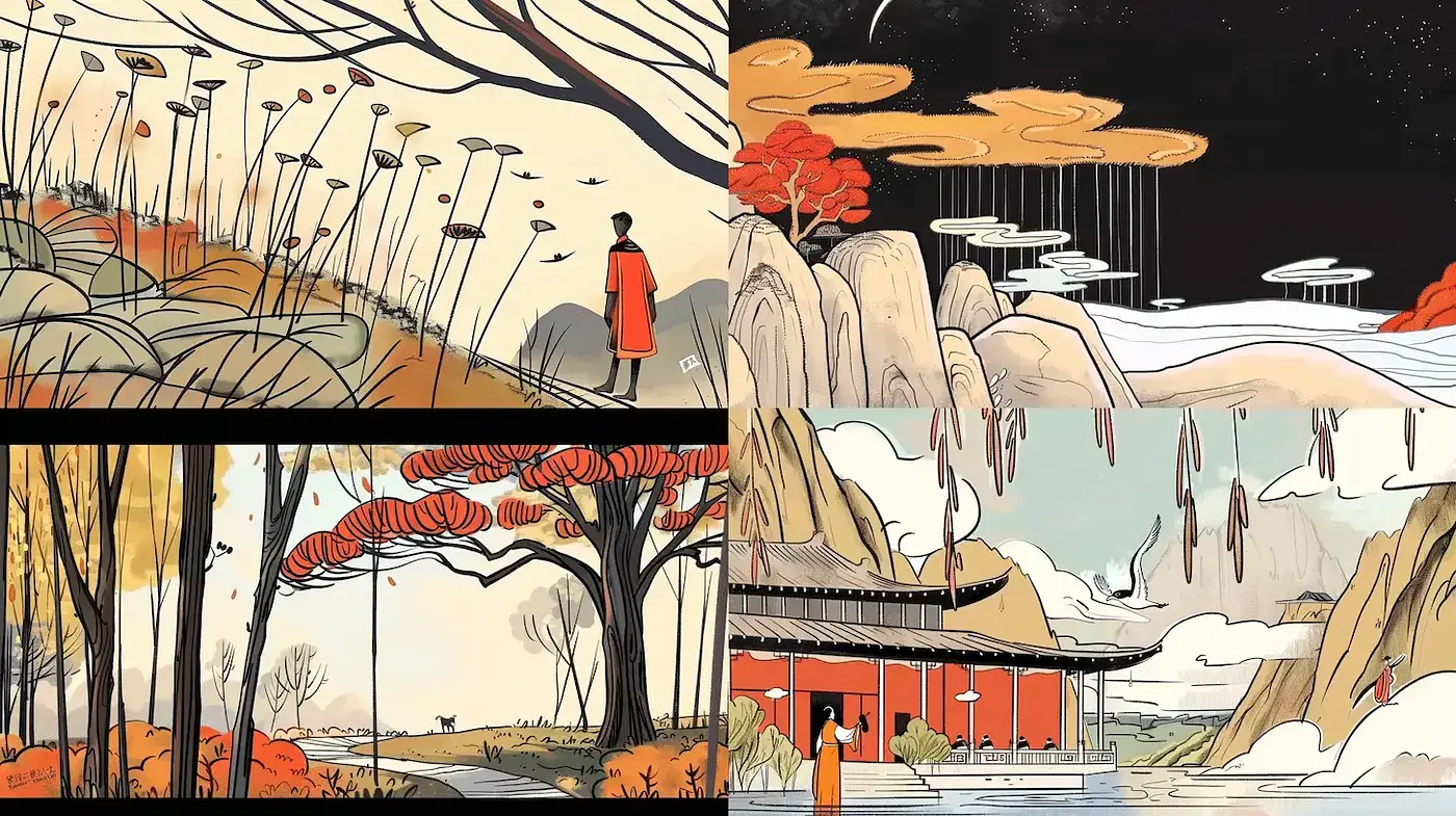Ethereal Ink Wash Dreamscapes with a Touch of East Asian Artistry - Midjourney sref style