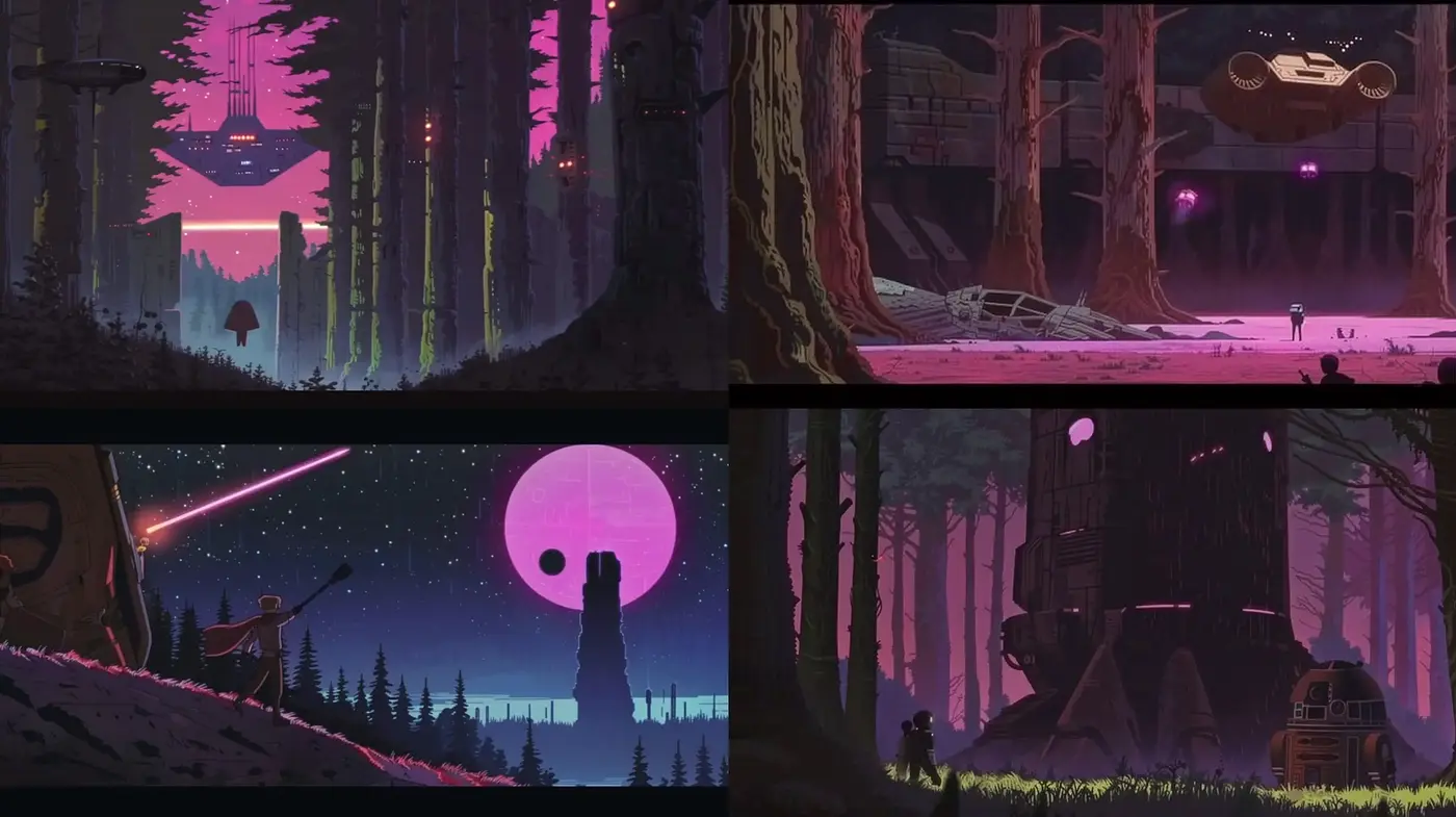 Ethereal Twilight Vistas: An Homage to Science Fiction Serenity - Midjourney sref style
