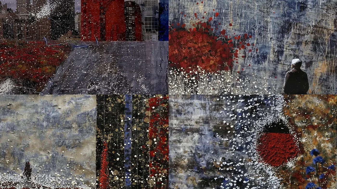 Textured Grayscale to Rouge Contemporary Abstraction - Midjourney sref style