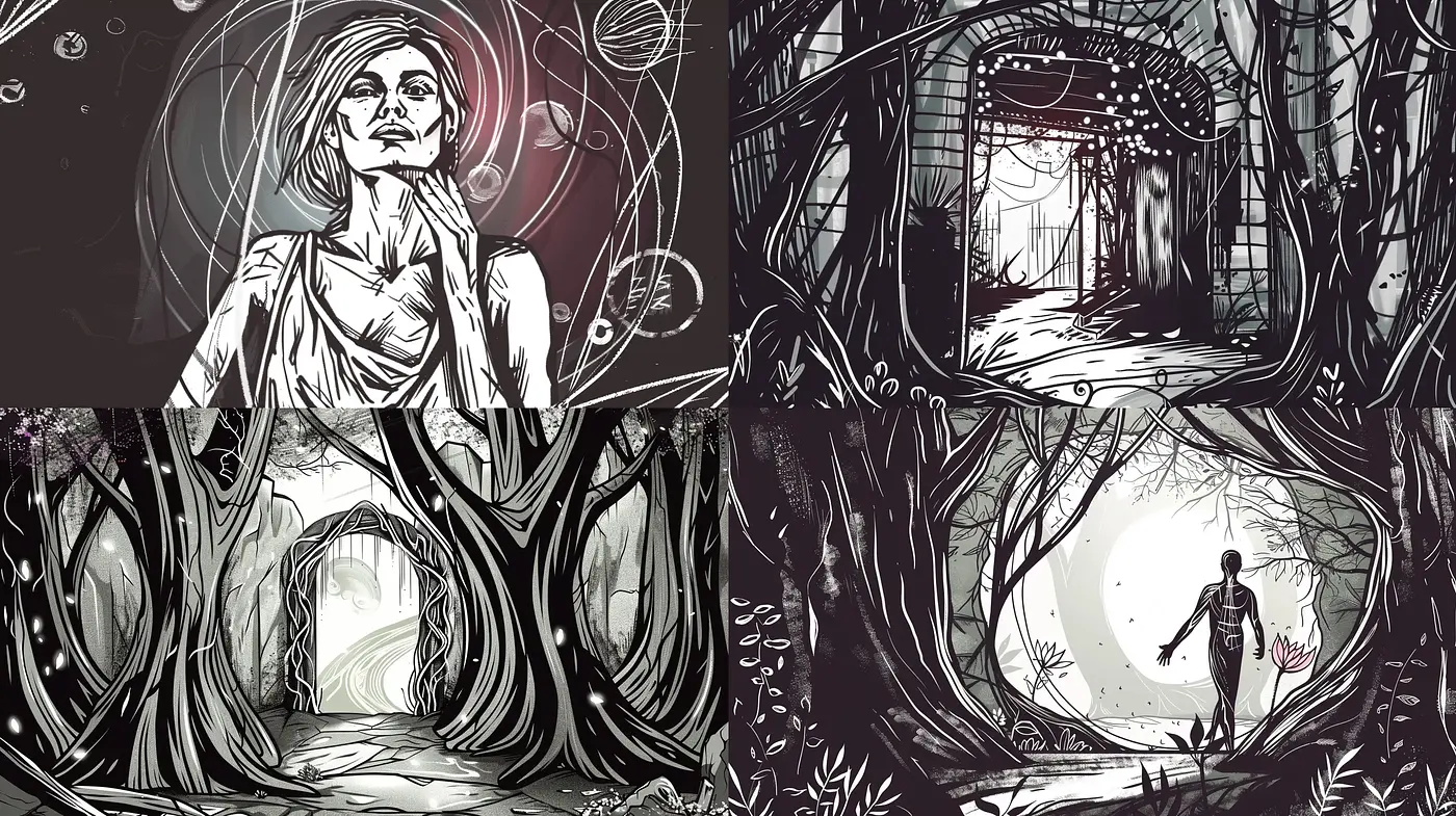Monochromatic Enchantment: A Homage to Illustrative Ink Drawing Techniques - Midjourney sref style