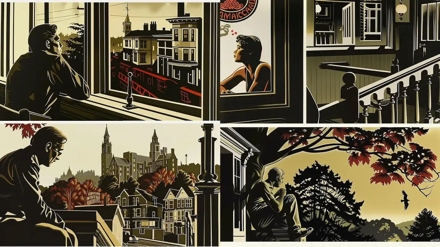 Aesthetic Exploration of Urban and Natural Landscapes in a Vintage Style - Midjourney sref style