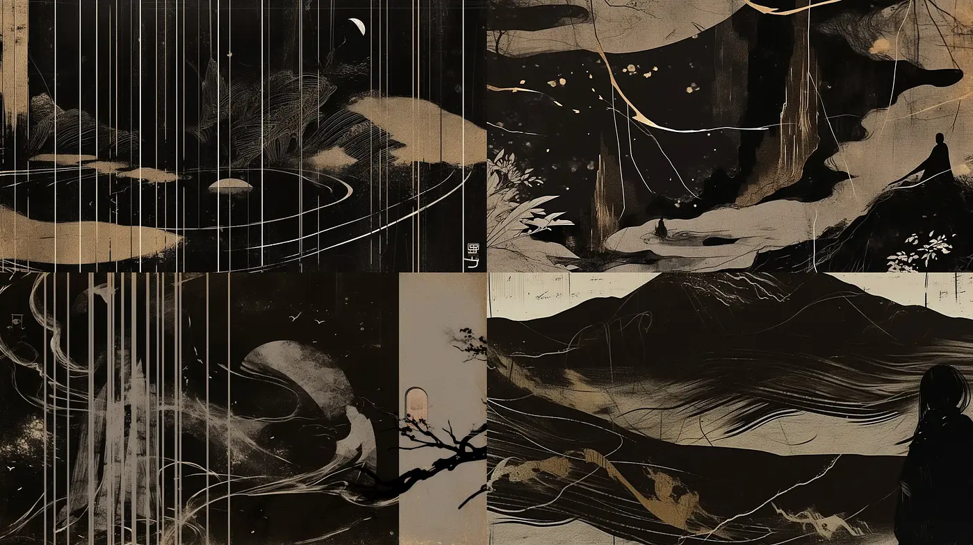 Monochromatic Elegance: A Fusion of Abstract and Fluid Depictions in Greyscale - Midjourney sref style