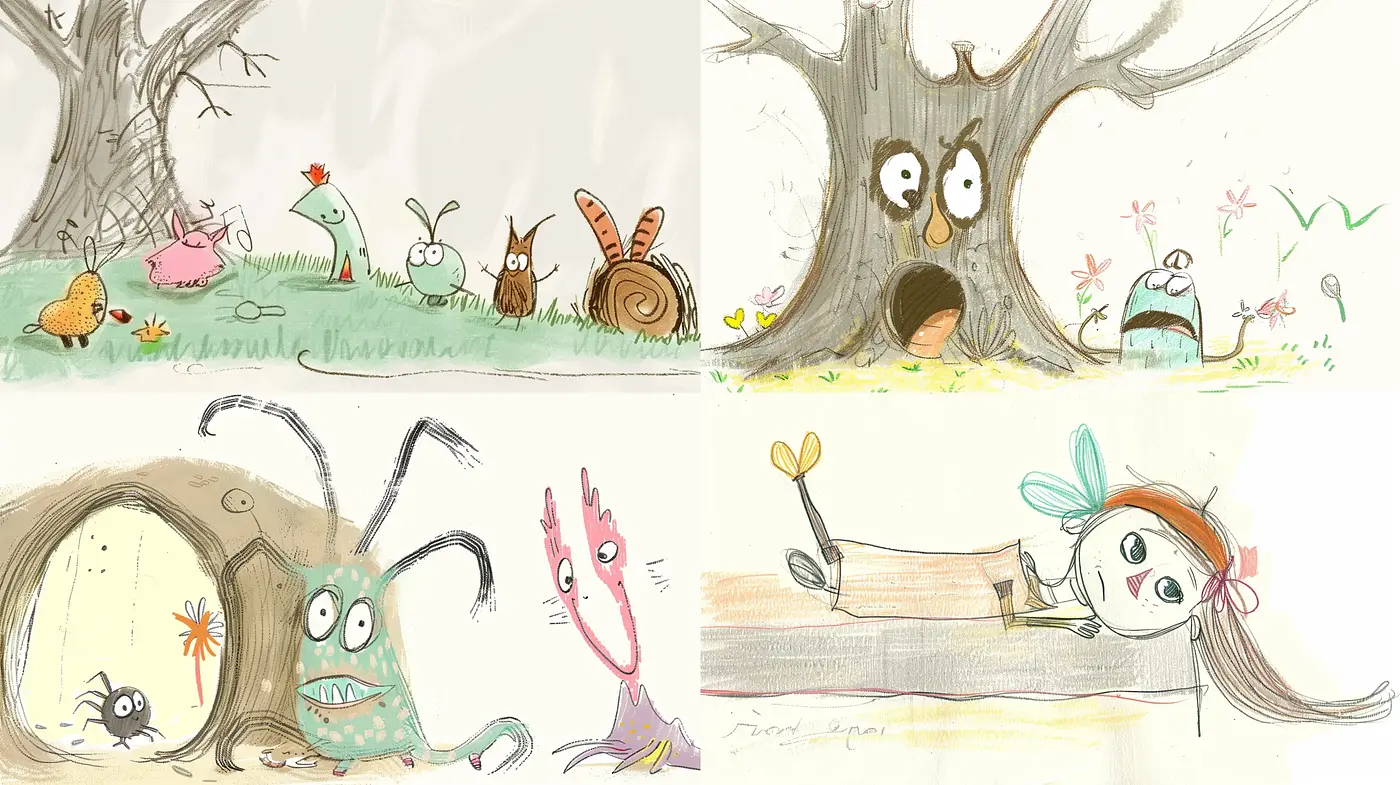 Whimsical Creatures in Pastoral Scenes with a Storybook Charm - Midjourney sref style