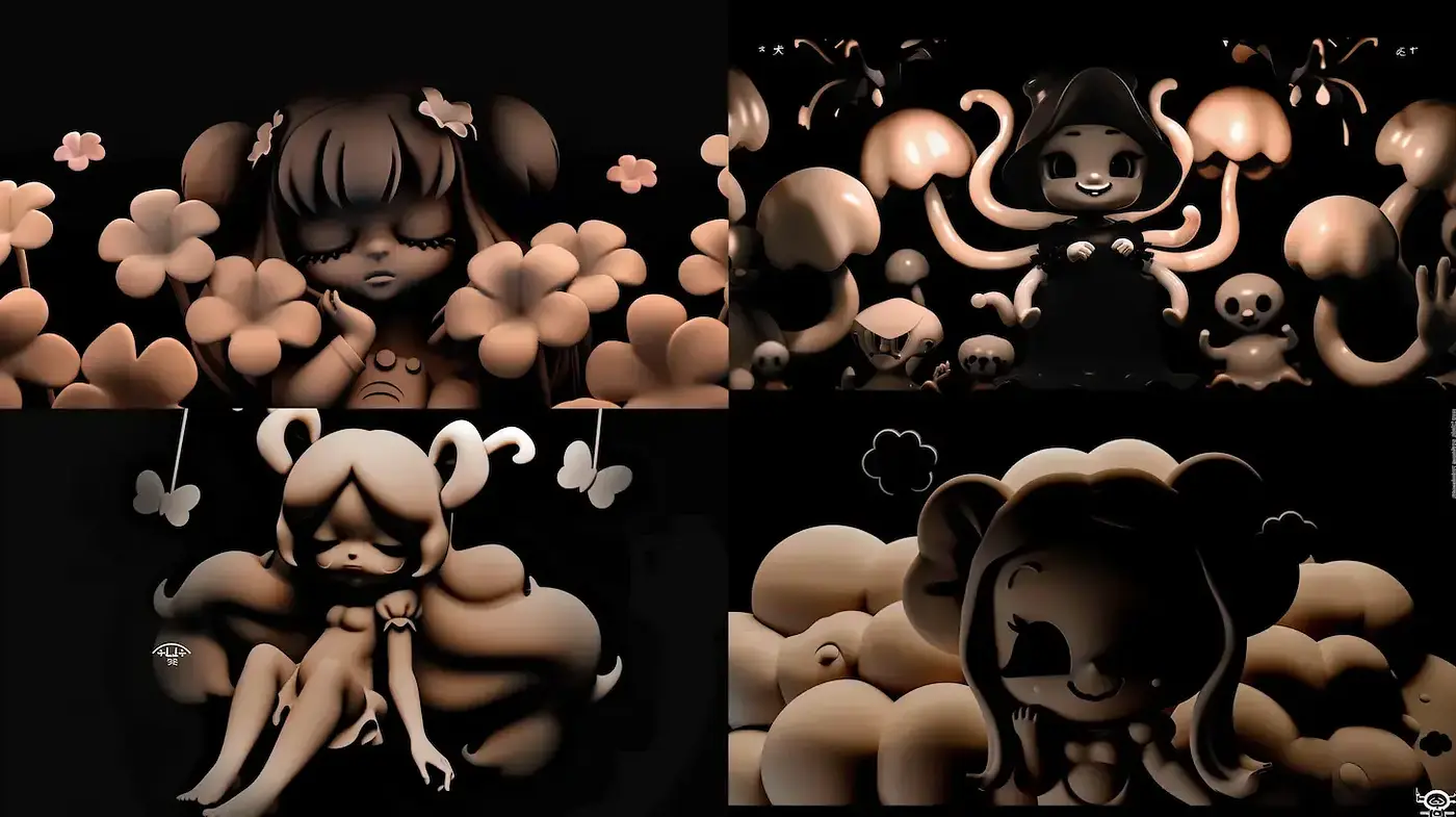 Charming and Whimsical Character Designs with a Dark Undertone - Midjourney sref style