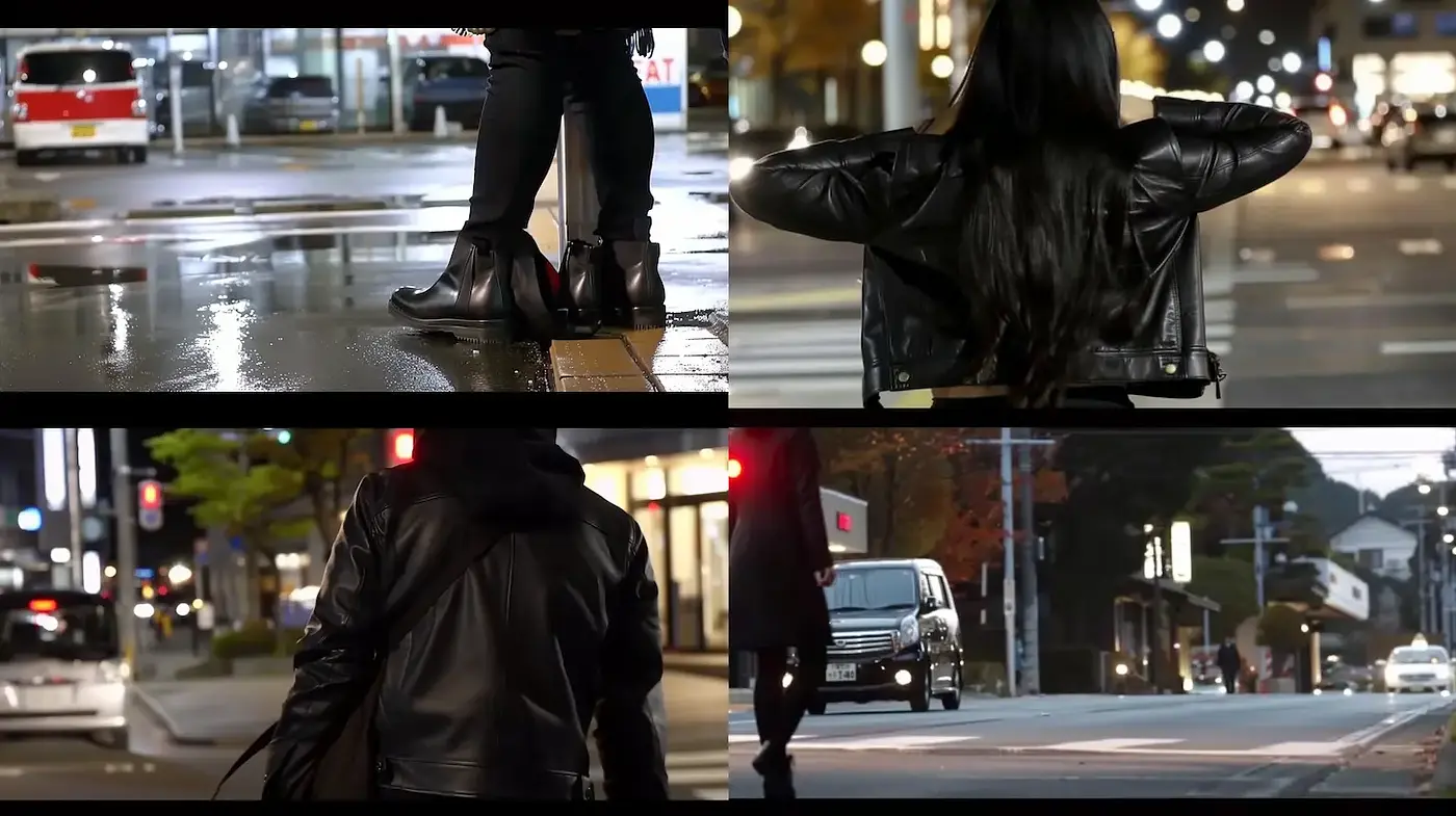 Urban nocturnal ambiance with a cinematic flair - Midjourney sref style