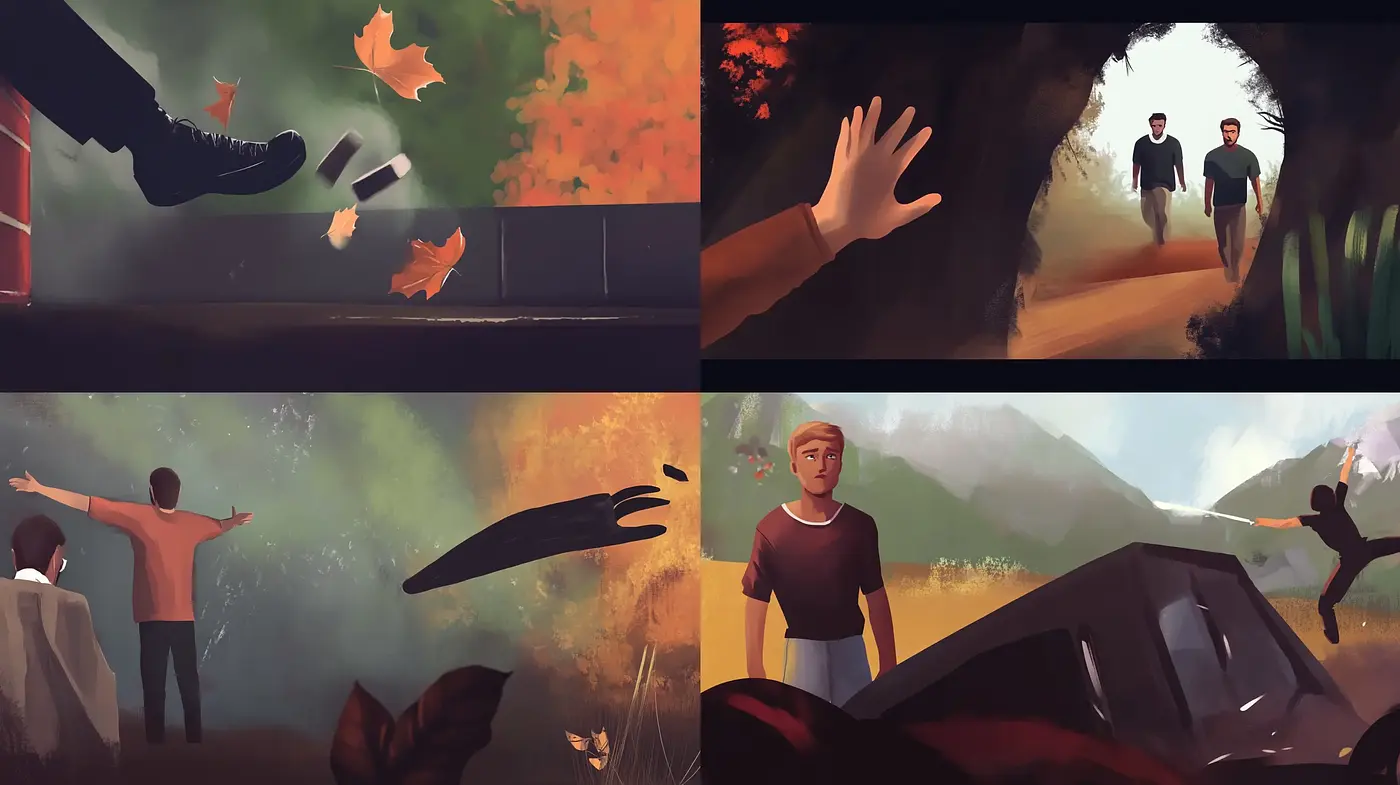 Autumnal Hues in Stylized Suspense: A Cohesive Narrative in Painted Textures - Midjourney sref style