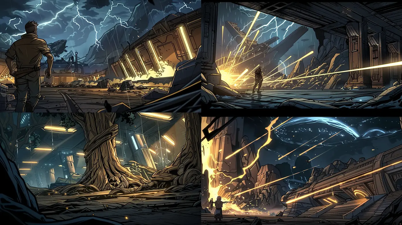 Futuristic Sci-Fi Cinematic Illustration Style with Consistent Atmospheric Tones - Midjourney sref style