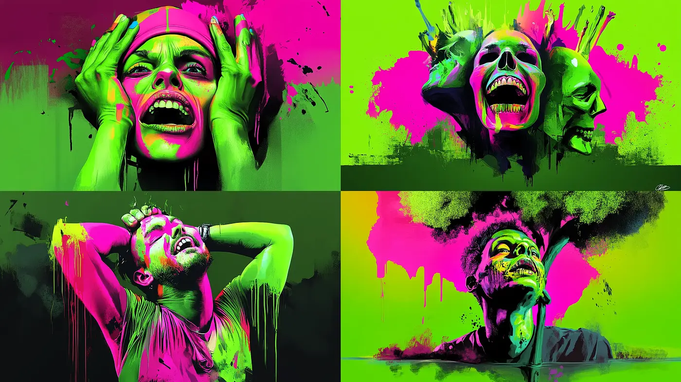 Neon Expressionism with High-Contrast Pop - Midjourney sref style