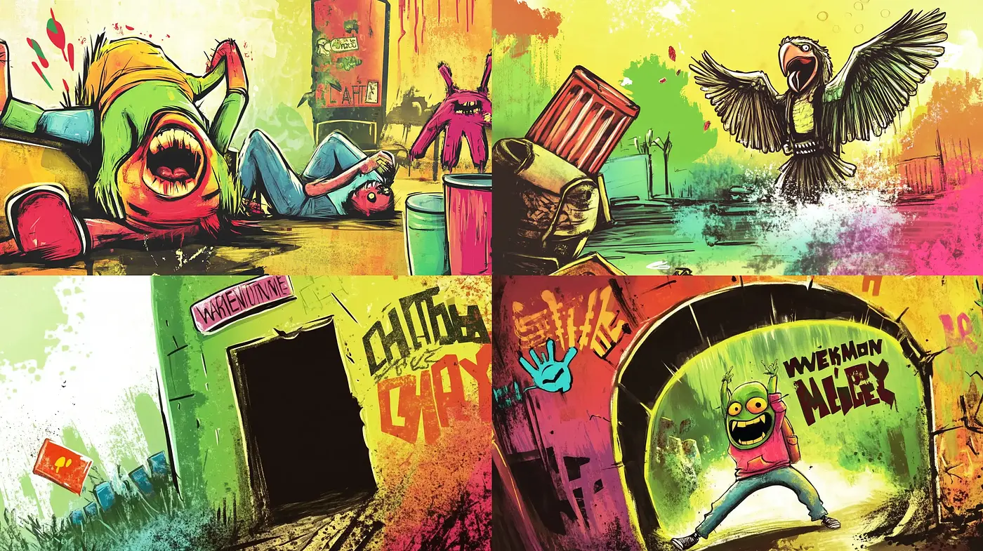 Vibrant Graffiti Fusion with Expressive Cartoonish Overtones - Midjourney sref style