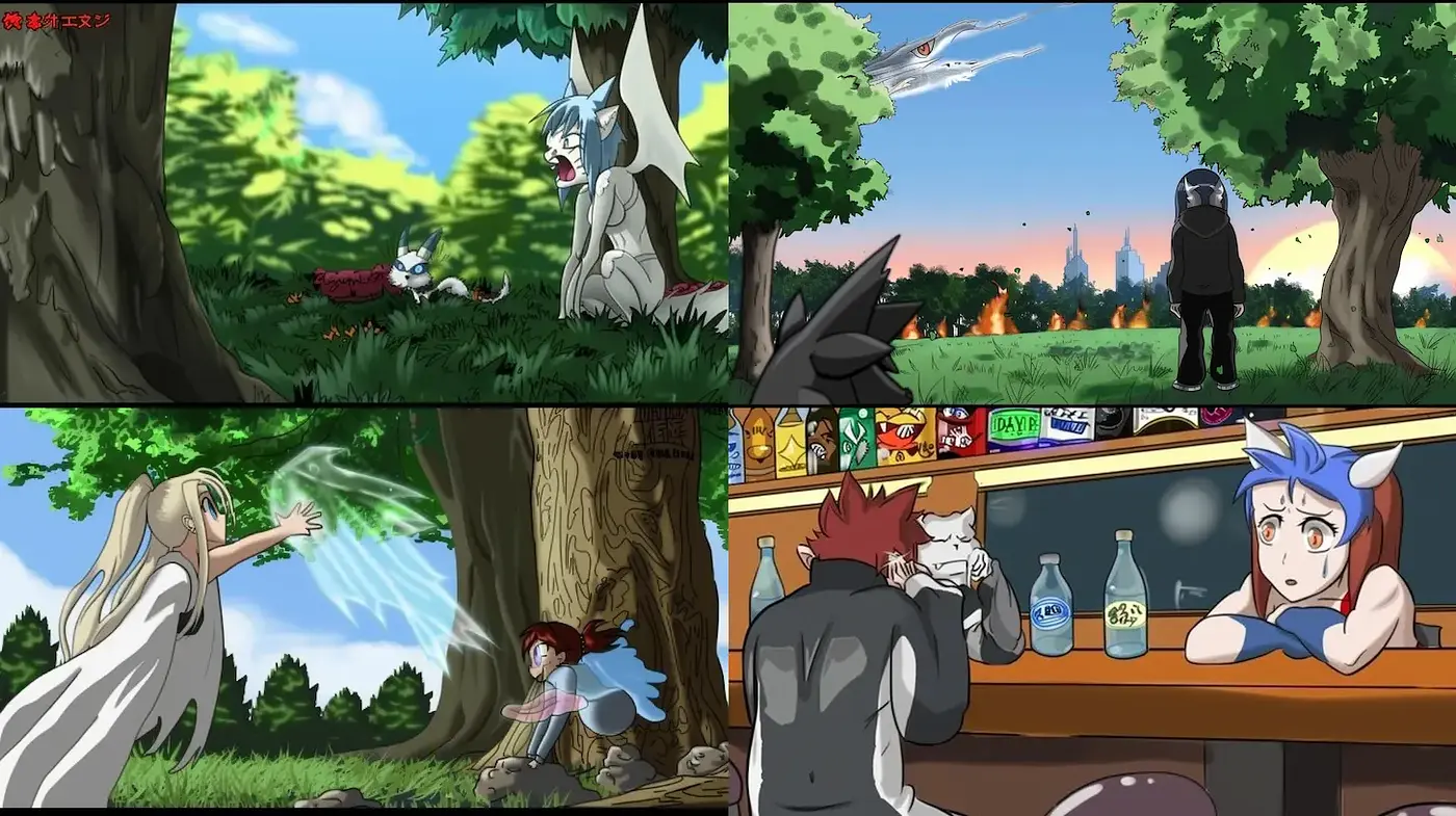Dynamic and Colorful Anime Scenes with a Sense of Adventure - Midjourney sref style
