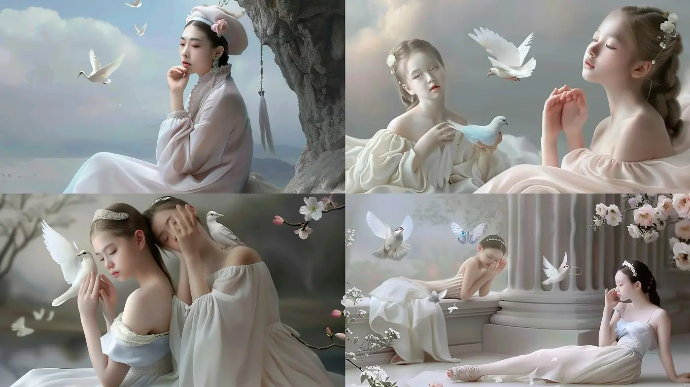 Serene Elegance in Pastel: A Fusion of Dreamy Neoclassical Impressions - Midjourney sref style