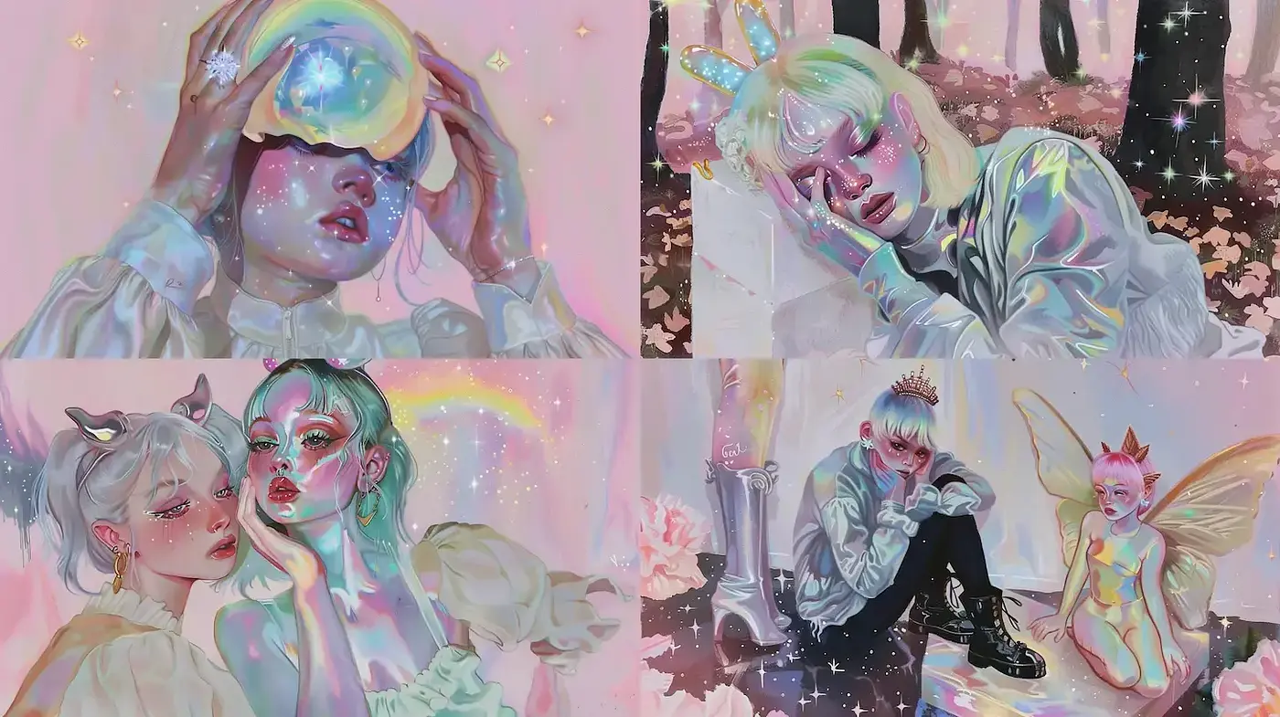 Ethereal Dreamscape with Whimsical Elements and Playful Textures - Midjourney sref style