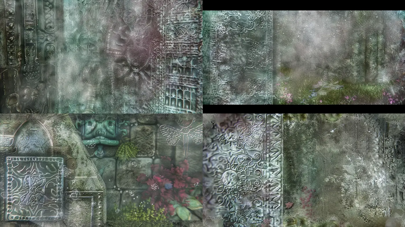 Ethereal Textured Dreamscapes with a Patina of Time - Midjourney sref style