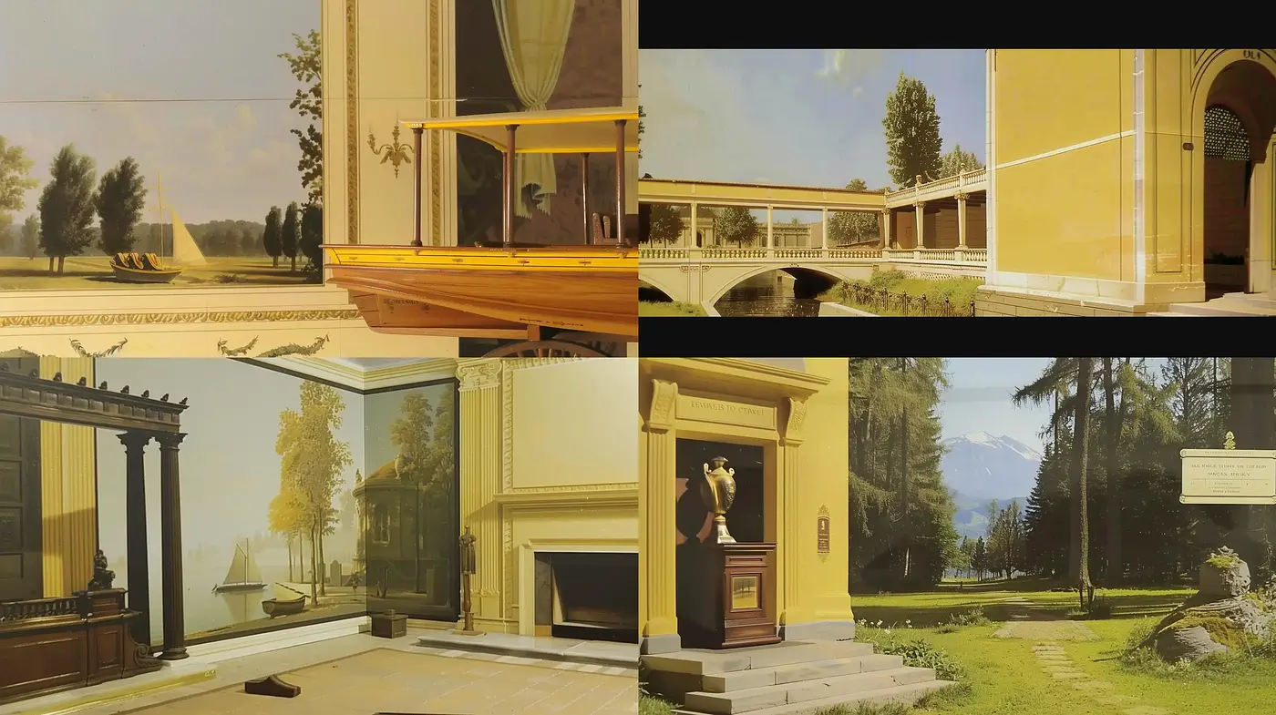Sun-Drenched Architectural Elegance with an Impressionist Touch - Midjourney sref style