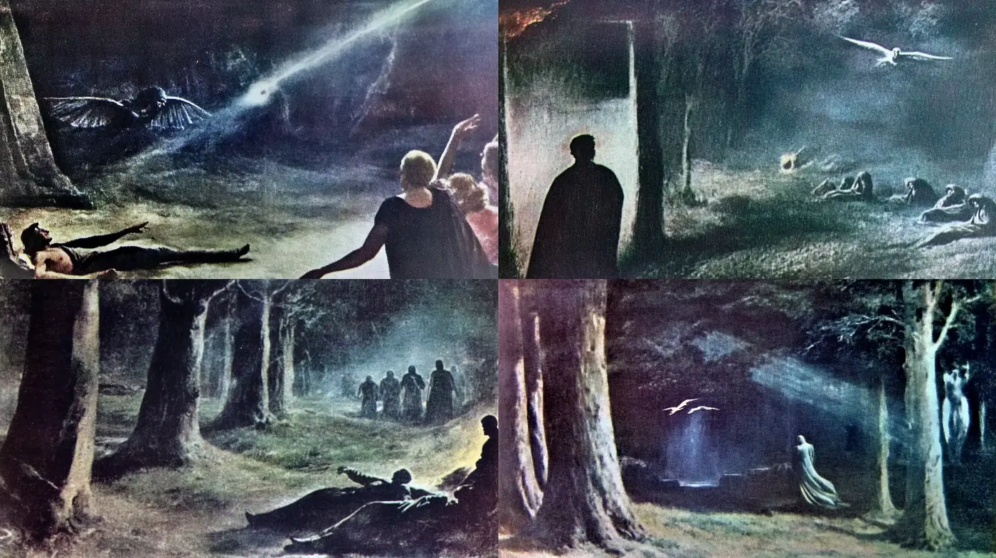 Ethereal Nocturnal Landscapes with a Mystical Essence - Midjourney sref style