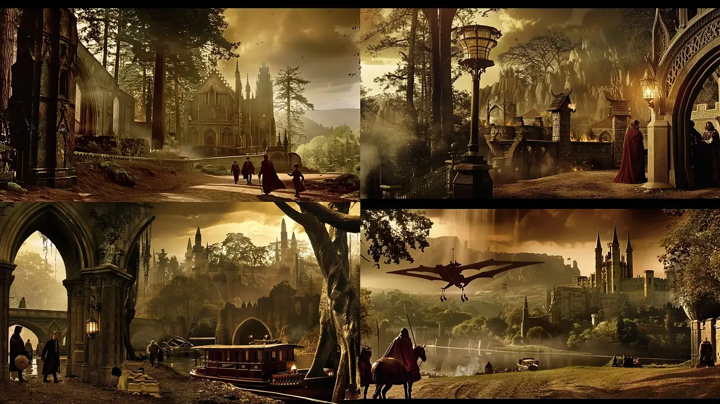 Enigmatic Twilight Reverie: A Fusion of Gothic Architecture and Luminous Hues - Midjourney sref style