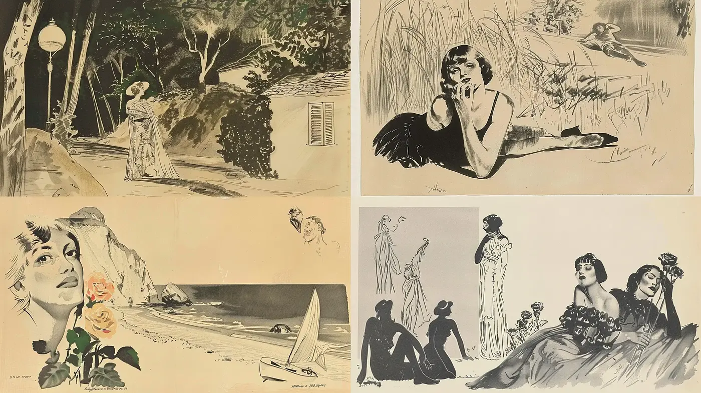 Timeless Sepia-Sketch Chronicles: A Homage to Illustrative Artistry - Midjourney sref style