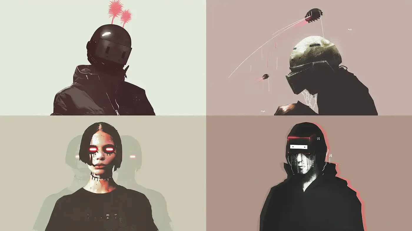 Futuristic and Minimalist Cyberpunk Aesthetic with Retro Influences - Midjourney sref style