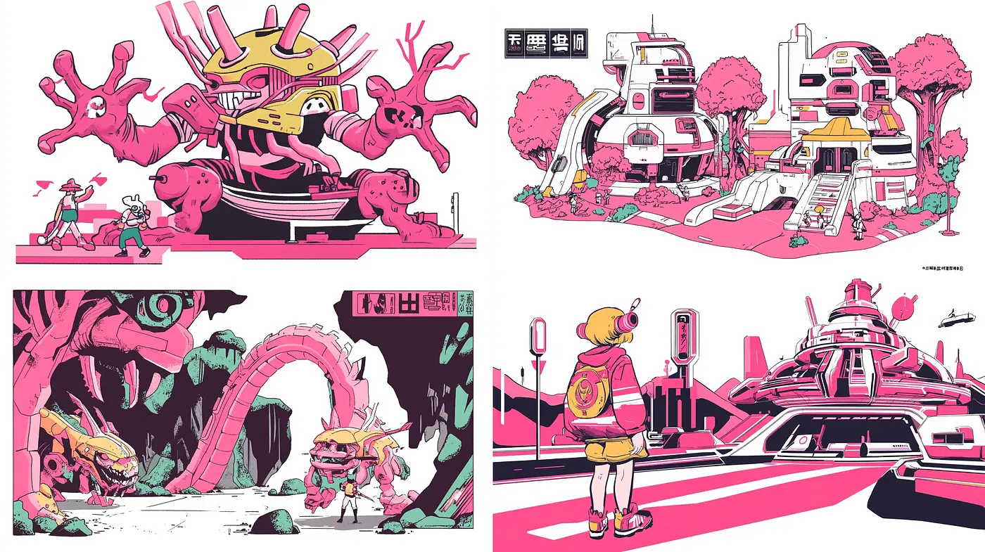 Futuristic Pastel Cyberpunk Dreamscape - Midjourney sref style