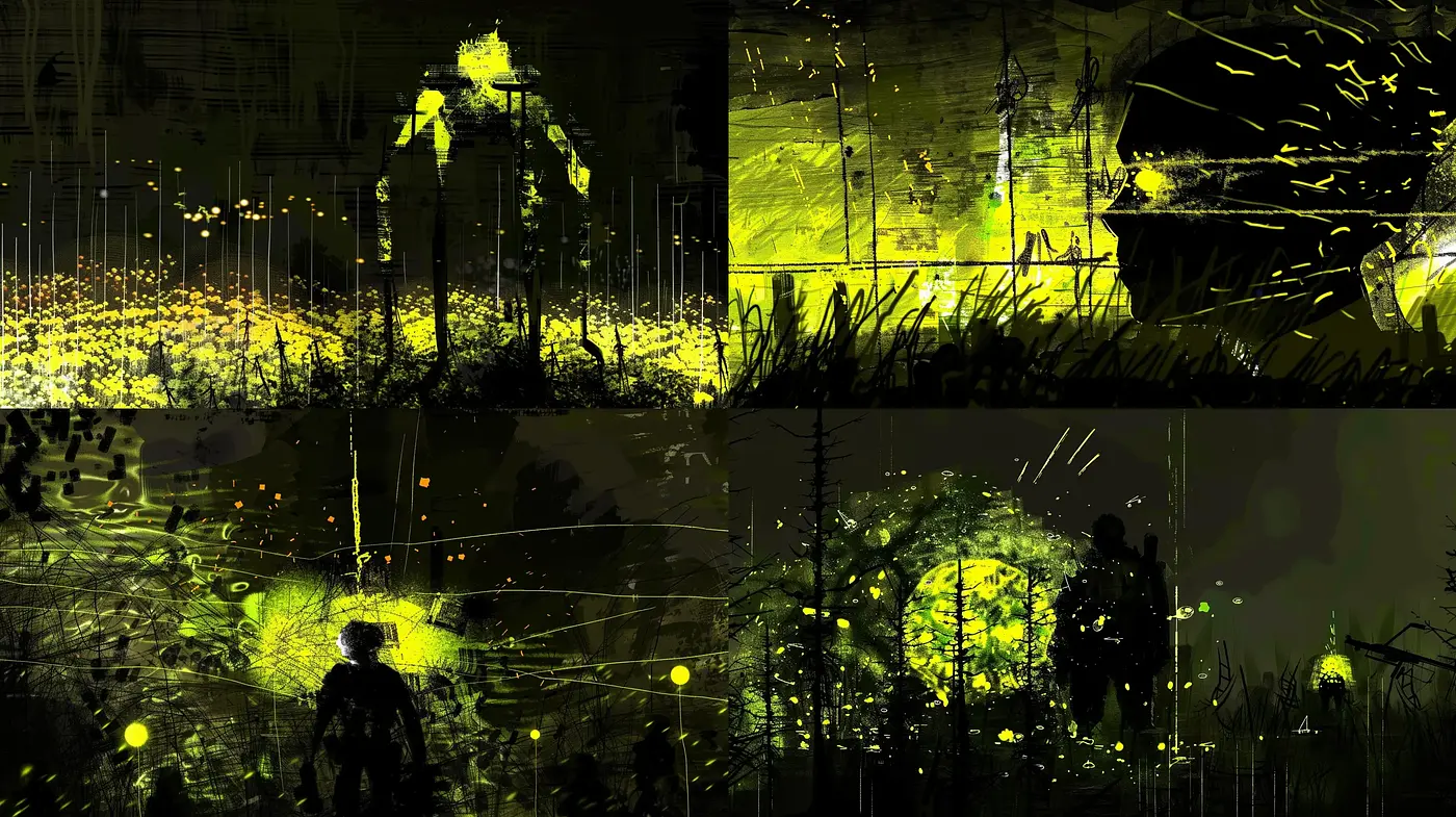 Nocturnal Splatter: A Dark Abstract Expression - Midjourney sref style