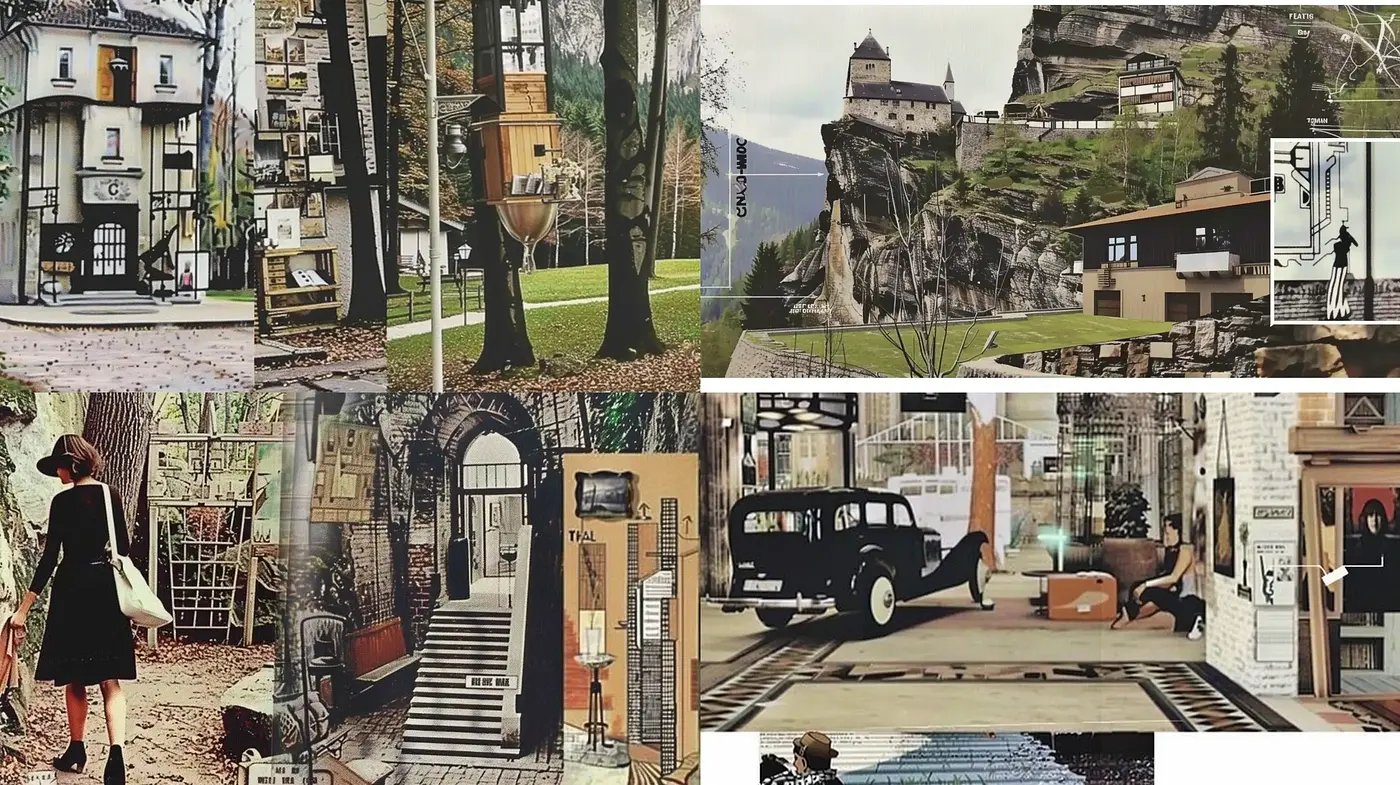 Retro Urban Pastiches with a Touch of Surrealism - Midjourney sref style