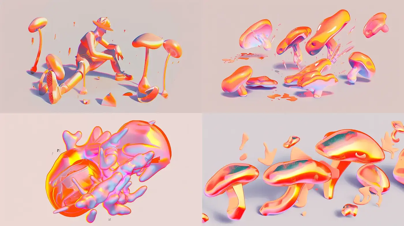 Vibrant and Surreal Organic Forms with a Playful Atmosphere - Midjourney sref style
