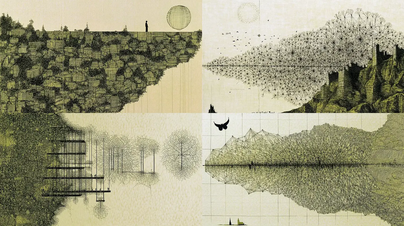 Serenity in Monochrome: Etching Syle Nature Scenes with Subtle Hues - Midjourney sref style