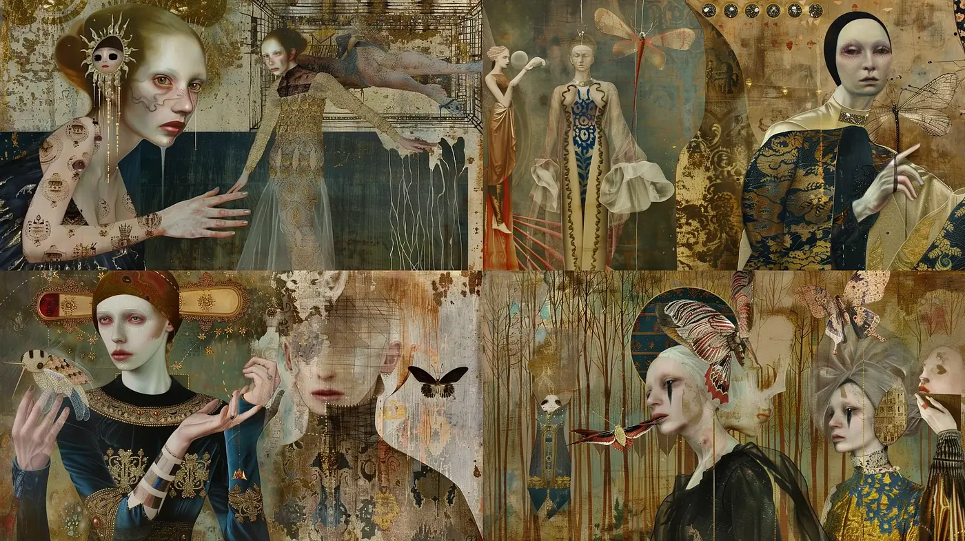 Ethereal Echoes of Elegance in a Dystopian Renaissance - Midjourney sref style