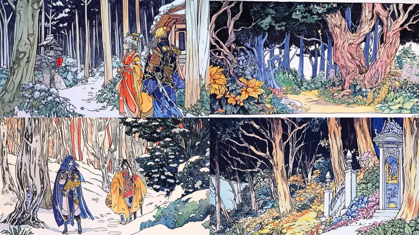 Enchanted Storybook Forest Ambiance - Midjourney sref style