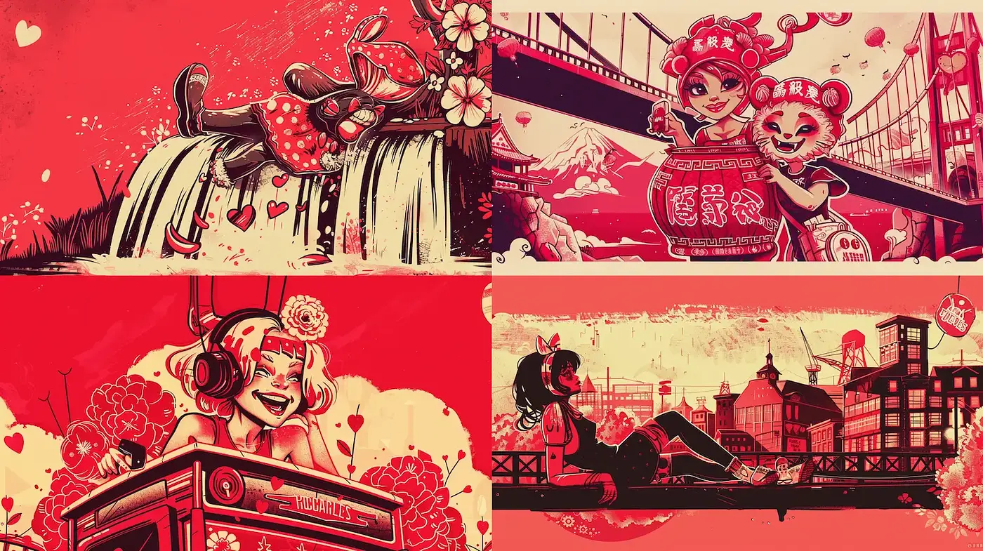 Vibrant and Playful Urban Aesthetic with Cultural Themes - Midjourney sref style