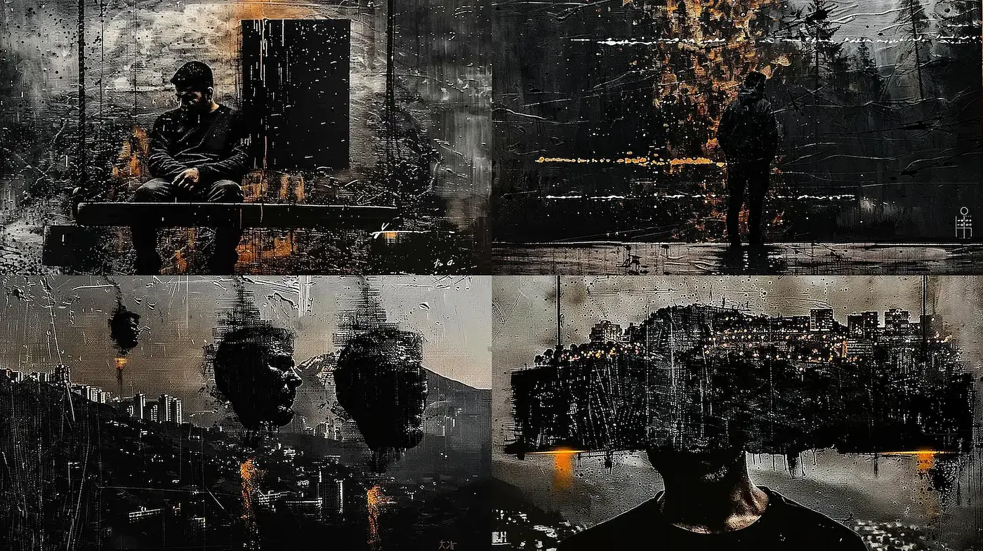 Dark and Abstract Urban Aesthetic with Surrealist Elements - Midjourney sref style
