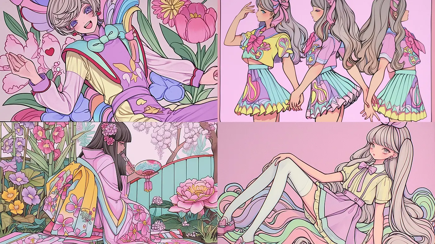 Pastel Dreamscape: Harmonizing Effervescent Whimsy and Serenity in a Flat Graphic Style - Midjourney sref style