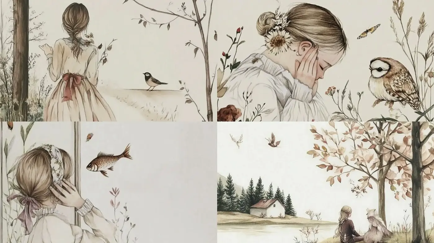 Ethereal Pastoral Elegance: A Serene Blend of Nature and Delicacy - Midjourney sref style