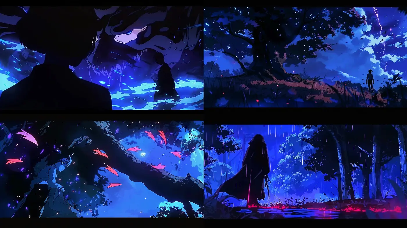Midnight Dreamscape in Luminous Hues: An Homage to Ethereal Anime Ambiance - Midjourney sref style