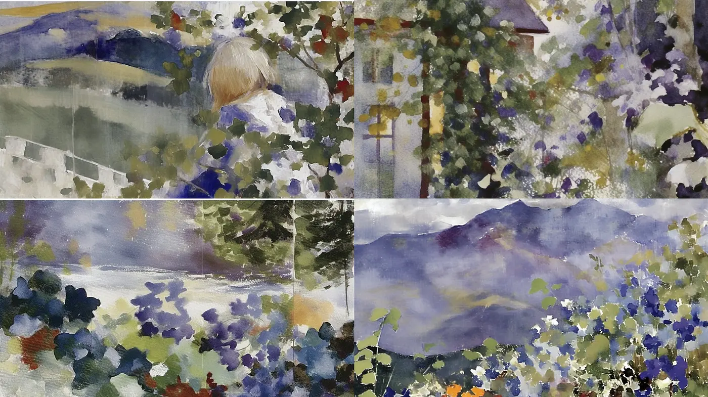 Impressionist Reveries in Pastel Hues: A Study in Soft Textures and Subdued Landscapes - Midjourney sref style