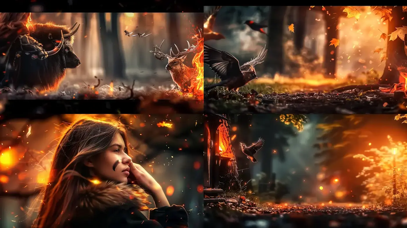 Enchanting Autumnal Imagery with Elements of Surrealism and Depth - Midjourney sref style