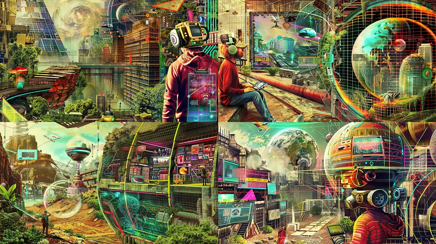 Futuristic Urban Dreamscape: A Synthesis of Retrofuturism and Vibrant Surrealism - Midjourney sref style