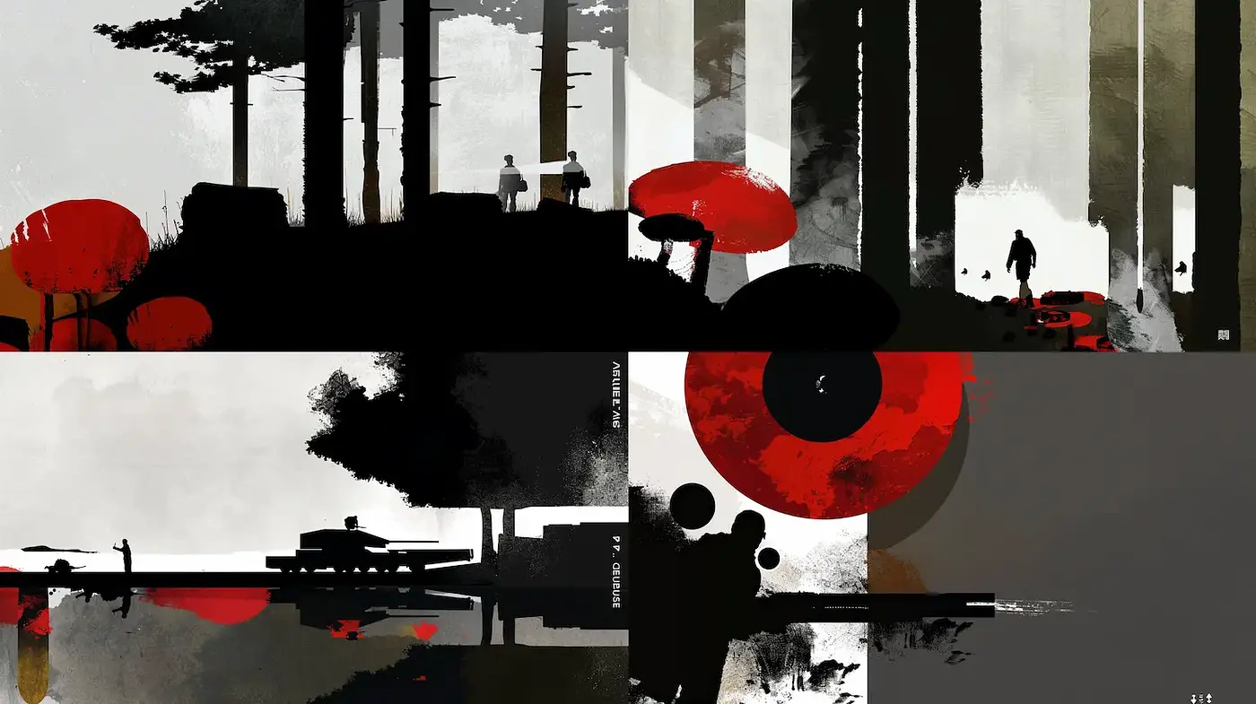 Minimalist and Evocative Abstract Landscapes with a Playful yet Haunting Aura - Midjourney sref style