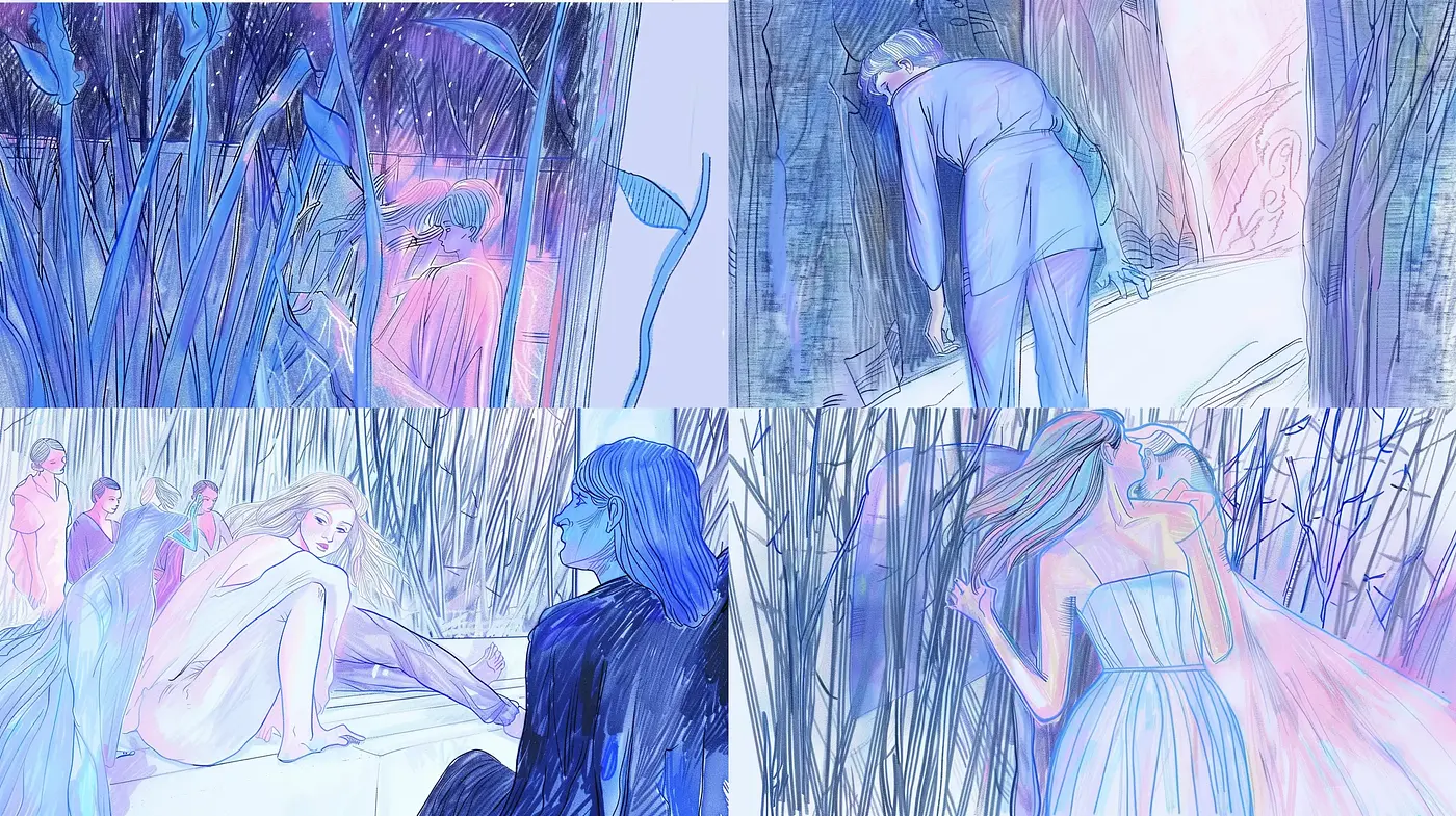 Ethereal Moonlit Brushwork: A Tranquil Exploration of Cool Hues and Dreamlike Impressions - Midjourney sref style
