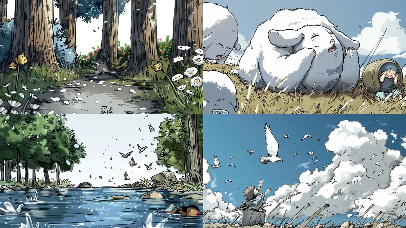 Serene Storybook Illustration Style with Consistent Color Harmony - Midjourney sref style