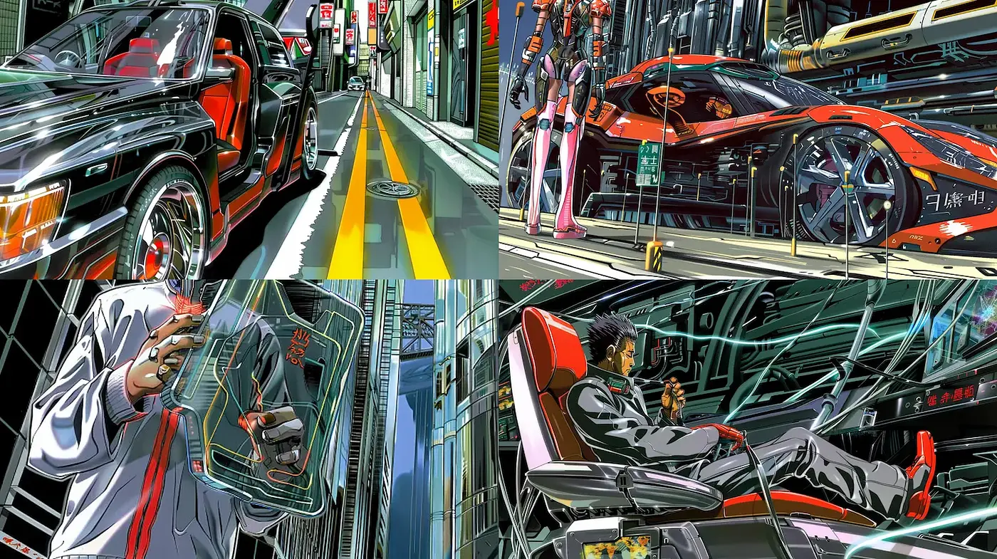 Futuristic urban cyberpunk aesthetic with intricate details - Midjourney sref style